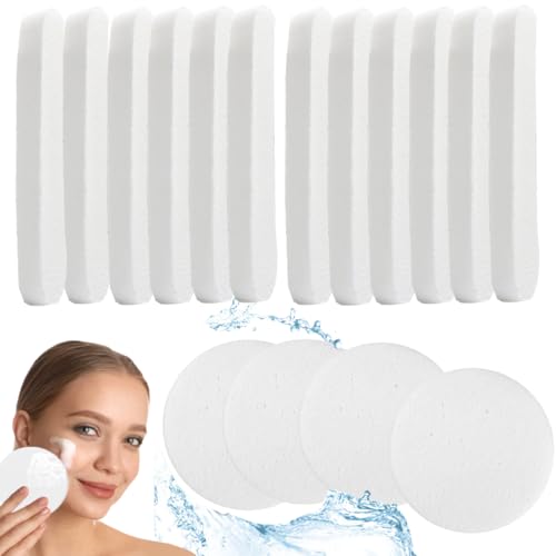 Facial Sponge Compressed,60 Pcs PVA Professional Makeup Removal Wash Round Face Sponges Spa Pads Exfoliating Cleansing for Women,White - color: White