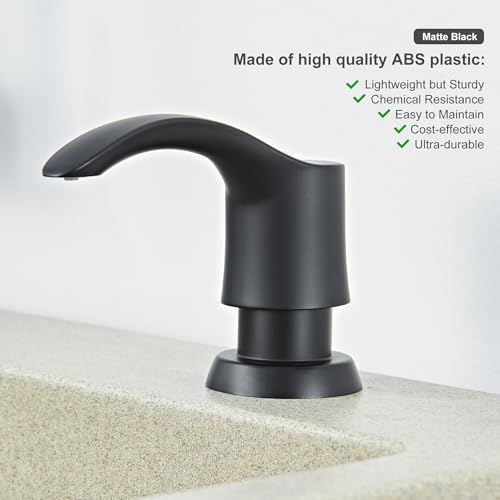 GAGALIFE Kitchen Sink Soap Dispenser with 17 Ounce Large Bottle, Built in Sink Soap Dispenser (Matte Black) Soap Dispenser for Kitchen Sink Refill from Top, G080B - color: Matte Black, size: with Bottle