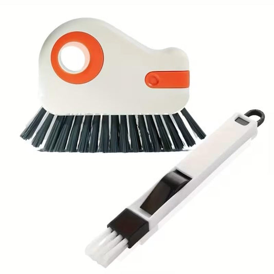 2Pcs Window Track Cleaning Brush Set, Detachable Window Sill Door Gap Scrubber, Corner Ledge Cleaner for Kitchen Living Room Bedroom (Orange) - color: Orange