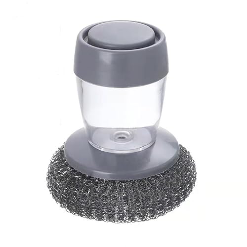 1/2Pcs Press to Clean Dish Brush with Automatic Soap Dispenser and Steel Scrubber for Kitchen Cleaning Easy to Use