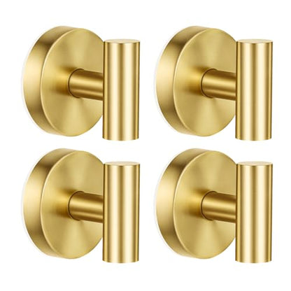 Suction Cup Hooks for Shower Heavy Duty, Shower Hooks No Drill, Shower Hooks for Inside Shower Stainless Steel, Suction Hooks for Window, Glass, Tile, Wall, Loofah, Bath Robe, Wreath, Gold 4 Pack - color: Gold