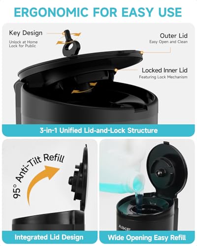 AIKE Automatic Wall Mount Liquid Soap Dispenser, Commercial Stainless Steel with 25oz Large Capacity Save Time Effort and Cost,Model AK1205(Matte Black) - color: Matte Black