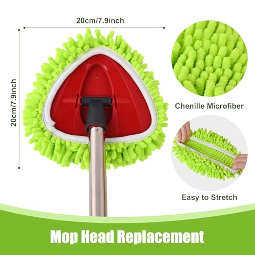 3 Pack Chenille Mop Head Replacements: Compatible with Ocedar Easywring 1 Tank System - Microfiber Spin Mop Refill Accessories - Reusable for Floor Cleaning Green