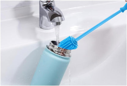 Silicone Bottle Cleaning Brush with Long Handle, BPA Free 12.5" Water Bottle Cleaner for Baby Bottles, Hydro Flask, Sports Bottle, Vase, Glassware, Perfect for Smaller Diameter Bottle Openings