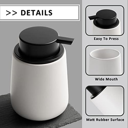 Soap Dispenser Ceramic with Easy-to-Press Pump Hand Lotion Liquid Dispenser for Shampoo Bathroom Kitchen 12 oz Blackwhite - color: Liquid-blackwhite