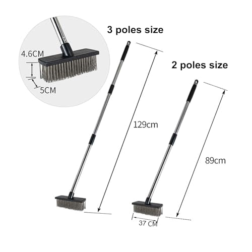 Heavy-Duty Push Broom Brush - Perfect for Bathroom, Kitchen, Patio, Garage, Deck, Concrete, Wood, Stone, and Tile Floors (14.5" Stainless Steel Bristle-Black) - color: 14.5" Stainless Steel Bristle-black