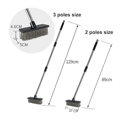 Heavy-Duty Push Broom Brush - Perfect for Bathroom, Kitchen, Patio, Garage, Deck, Concrete, Wood, Stone, and Tile Floors (14.5" Stainless Steel Bristle-Black) - color: 14.5" Stainless Steel Bristle-black