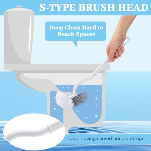 FoldTier 12 Pcs Curved Toilet Bowl Brush Bulk Bathroom Deep Cleaning Toilet Cleaner Scrubber Without Holder Handle Curved Brush Hanging Under Rim Household Cleaning for Bathroom(White) - color: White