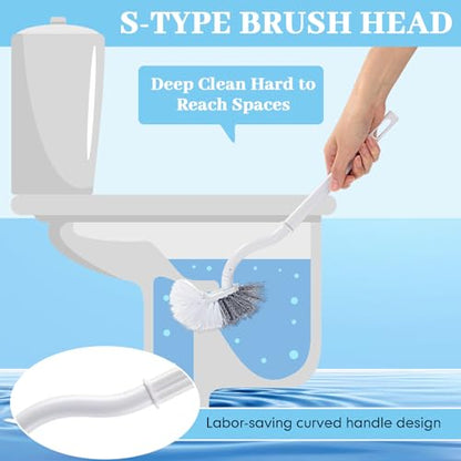 FoldTier 12 Pcs Curved Toilet Bowl Brush Bulk Bathroom Deep Cleaning Toilet Cleaner Scrubber Without Holder Handle Curved Brush Hanging Under Rim Household Cleaning for Bathroom(White) - color: White