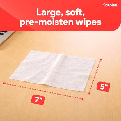 Staples Screen Cleaning Wipes – 100‑Count Tub for Monitors, Laptops, Phones & Electronics - size: 100 Count (Pack of 1)