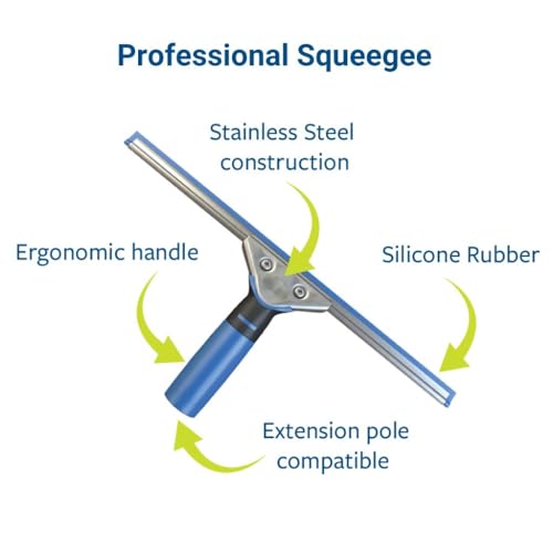 Squeegee & Window Washer Combo - Professional Grade Cleaning Tool for Sparkling Windows, Glass, and Surfaces - Ergonomic Design for Effortless Cleaning - size: Combo: Squeegee with Window Washer