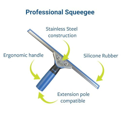 Squeegee & Window Washer Combo - Professional Grade Cleaning Tool for Sparkling Windows, Glass, and Surfaces - Ergonomic Design for Effortless Cleaning - size: Combo: Squeegee with Window Washer