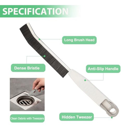 Crevice Cleaning Brush,Hard Bristle Cleaning Supplies,Grout Scrub Brushes with Clip for Clean Tile Floor,Gap, Bathtub, Sink, Window,Household Cleaning Tools,Home Essentials(3PCS DarkBlack White) - color: Darkblack White