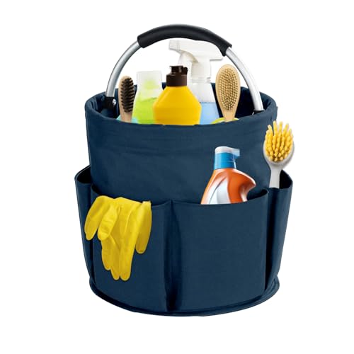 17L Cleaning Caddy with Handle, Cleaning Supplies Organizer, Foldable Storage Basket, Cleaning Supply Caddy, Portable Multi Cleaning Bucket Bag for Home, Garden (Blue) - color: Blue