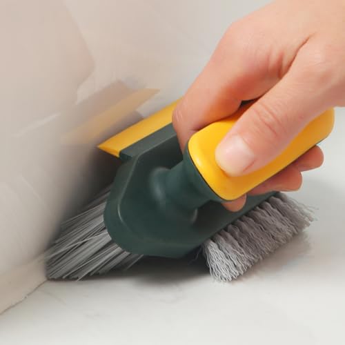 Multi-Purpose Bathroom and Window Groove Cleaning Brush, Ergonomic Handle with Stiff Bristles for Deep Cleaning, Yellow Green - color: Yellow Green