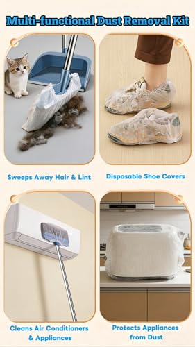100 Pcs Disposable Broom Covers, Non-Woven Sweeper Sheets for Pet Hair Removal, Effectively Traps Dust, Lint & Hair for Floor & Carpet Cleaning, Universal Fit for Most Brooms
