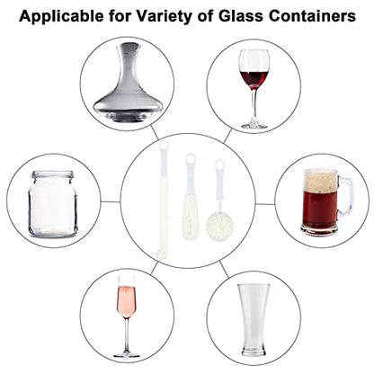 Boao 3 Pcs Wine Decanter Cleaning Brushes with Stainless Steel Cleaning Balls Wine Glass Flexible Bottle Scourers Brushes Cleaners Polishers for Decanter Glass Goblets Champagne Flutes Cups - color: White