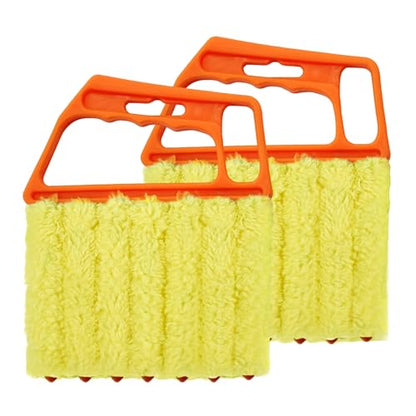 2 Pcs Blinds Cleaner Duster Tool 7 Finger Microfiber Washable Mini Window Dusters for Cleaning Dust Remova for Window Air Conditioner Vent Fans Venetian Shades Wood Blinds Dust Dirt - color: Orange