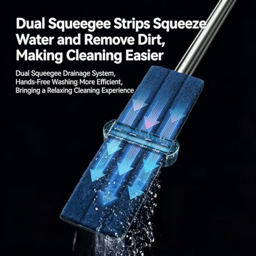 Wet Dry Flat Microfiber Mop for Hardwood Floors | 6 Washable Pads Included, 360° Swivel, For Kitchen Tile & Laminate Floors