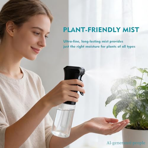 Continuous Spray Bottle, 6.8 OZ Hair Spray Bottles, Ultra-Fine Mister Spray Bottle for Hairstyling, Cleaning, Plants, Pets, Salons, and More (1 Pack) - color: Black