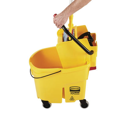 Rubbermaid Commercial Products WaveBrake 26 Qt. Side-Press Mop Bucket and Wringer Combo on Wheels, Yellow, for Professional/Industrial/Business Heavy-Duty Floor Cleaning/Mopping - size: 26 Qt