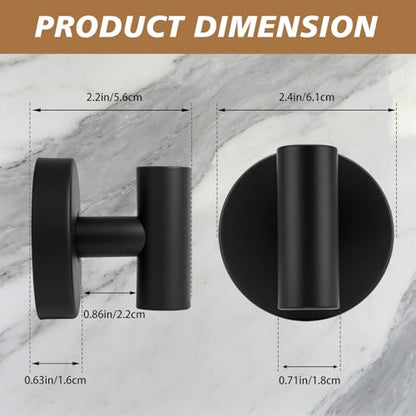 Suction Cup Hooks, Removable Shower Hooks, Matte Black, 2-Pack | No Wall Damage | Strong Hold on Tile, Glass & Mirrors | Kitchen & Bathroom Use | Perfect for Towels, Loofahs, Robes & Coats - style: Matte Black