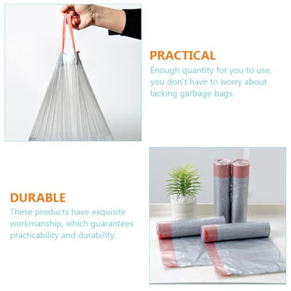 Hemobllo Drawstring Trash Bags 5 Rolls Thick Heavy-duty Kitchen Garbage Bags Disposable Portable for Household Waste Disposal Random Color