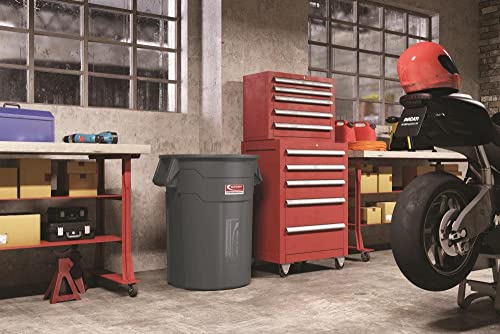 Suncast Commercial Products 32 Gallon Trash Can with Vented Channels, Ergonomic Handles, Rolled Upper Lip, Made in the USA, Gray - color: Gray, size: 32 Gallon