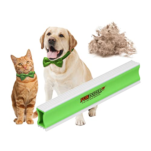FurDozer Pet Hair Remover & Auto Detailing Tools - Cat & Dog Hair Remover for Carpets, Car Interiors, Couches, Bedding, & Pet Furniture (Green, X3 MEGA - 10" Long) - color: Green, size: X3 MEGA