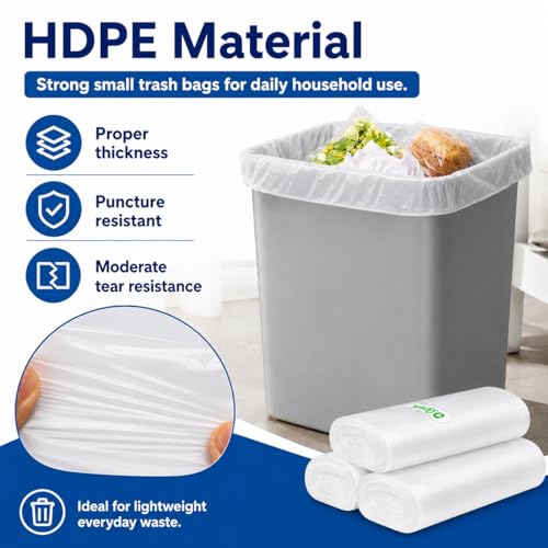 1.2 Gallon 180 counts Small Strong Trash Bags 5 Liter Garbage Bags by Teivio, Bathroom Trash Can Bin Liners, Plastic Bags for home office kitchen, Clear - size: 180 Count (Pack of 1)