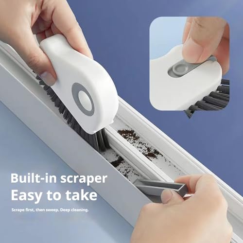 Crevice Cleaning Brush Set for Window Tracks & Tight Spaces - 2-in-1 Tool with Scraper & Dustpan, Hard Bristle Brush for Detail Cleaning Sets - size: Sets