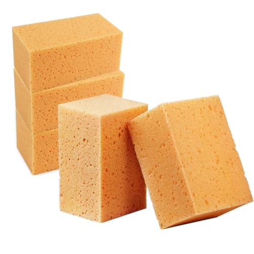 5PCS Car Wash Sponges, 6.3"×3.9"×2.8" Compact Extra Soft Coral Non Scratch Sponge, Car Cleaning Cellulose Sponge Thick Foam Pad for Washing Window Sensitive Surfaces (Coffee) - color: Coffee, size: 6.3×3.9×2.8 inches