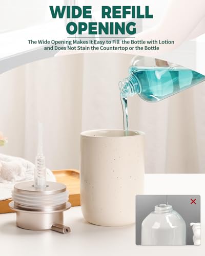 BosilunLife Lotion Pump Dispenser - Aprcot Soap Dispenser Bathroom Ceramic Dish Liquid Soap Dispenser for Kitchen, Bathroom Countertop Soap Dispensers (Apricot, Liquid Pump) - color: Apricot-liquid Pumpt