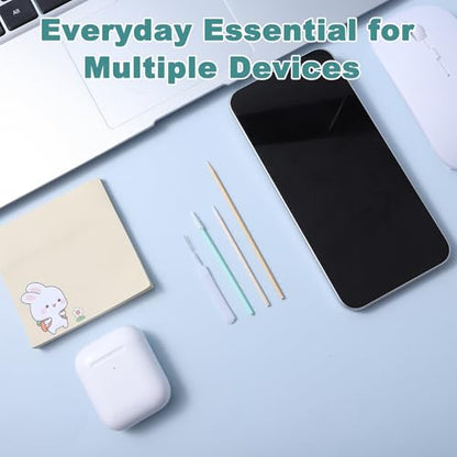 Phone Charge Port Cleaning Tool Kit Anti-Clogging Mini Brushes Cleaner Bendable Mini Soft Round Brushes Multifunctional Cleaning Tool for Speaker USB-C Port Tablet Laptop Computer Wood White Green
