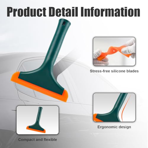 Ziciner Small Silicone Window Squeegee, Car Windshield Water Blade Squeegee, Multifunctional Auto Squeegee with 5.9 Inch Blade and Non-Slip Handle for Car Window, Home Cleaning (Dark Green-2PCS) - color: Dark Green-2pcs