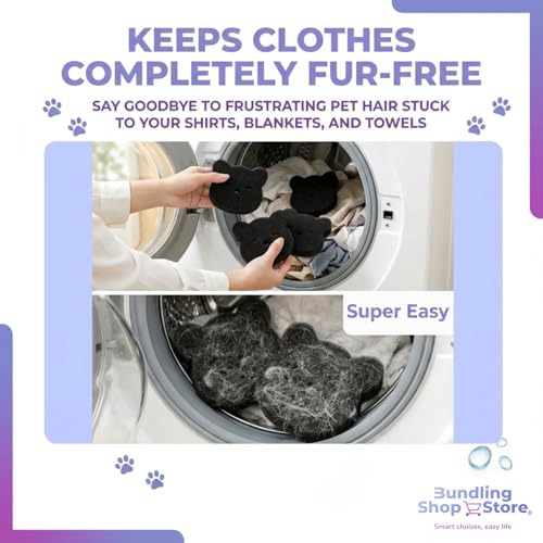 Laundry Pet Hair Catcher for Washing Machine - Keep Clothes Clean and Fur-Free with This Easy Pet Hair Remover That Stops Dog and Cat Shedding from Sticking During Wash and Dry Cycles - (Pack 15)