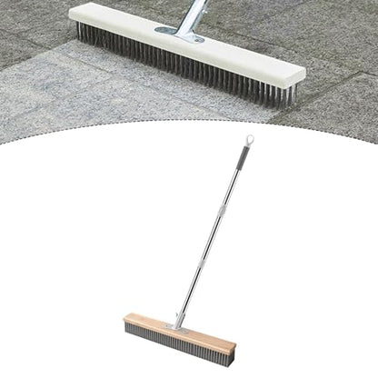 Generic Stainless Steel Wire Scrub Brush Deck Floor Brush Remover Floor Cleaning Tool with Long Handle for Rough Surface Patio, 50cm - size: 50cm