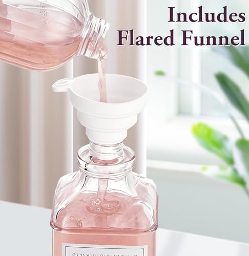 Dish and Hand Soap Dispenser for Kitchen,Glass Soap Dispenser with Pump,Tray,Funnel, Set of 2 Countertop Soap and Lotion Dispenser for Bathroom,Shower,500ml/16.9oz, - color: Ks-5070-28y-2s