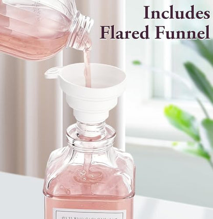 Dish and Hand Soap Dispenser for Kitchen,Glass Soap Dispenser with Pump,Tray,Funnel, Set of 2 Countertop Soap and Lotion Dispenser for Bathroom,Shower,500ml/16.9oz, - color: Ks-5070-28y-2s