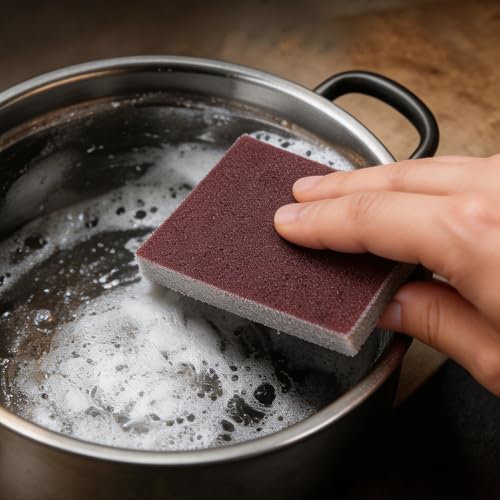 2PCS Rust Remover Sponge, Abrasive Cleaning Block for Burnt Pots and Pans, Reusable Wet & Dry Sanding Sponge for Kitchen Sink Metal Surface Cleaning
