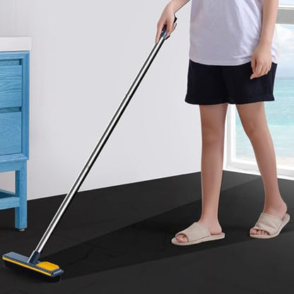 ULTECHNOVO Long Handle Stiff Floor Scrub Brush 2-in-1 Scrape and Brush for Bathroom Tile Cleaning Sturdy Hard Bristles Household Floor Scrubber for Shower