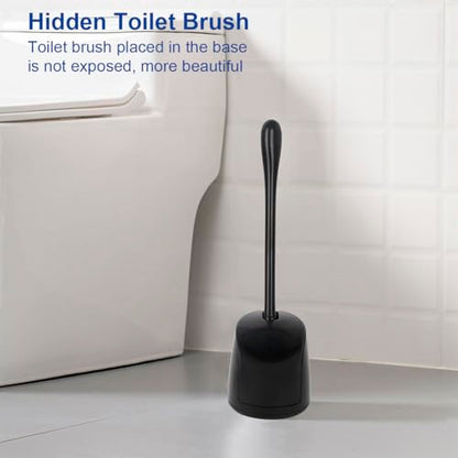 CELOX Toilet Bowl Brush and Holder, Compact Toilet Brush with Breathable Ventilation Stand Base, Bathroom Cleaning Kit, Black, 2 Set - color: Black