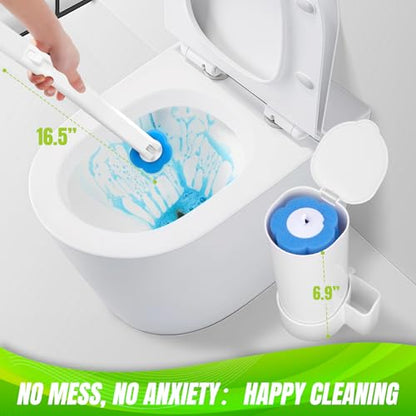 Disposable Toilet Brush, Extended Handle with 48 Cleaner Refills, Toilet Brush for Toilet Bowl Cleaners, Bathroom Cleaning - size: 1 Brush+48 Refills