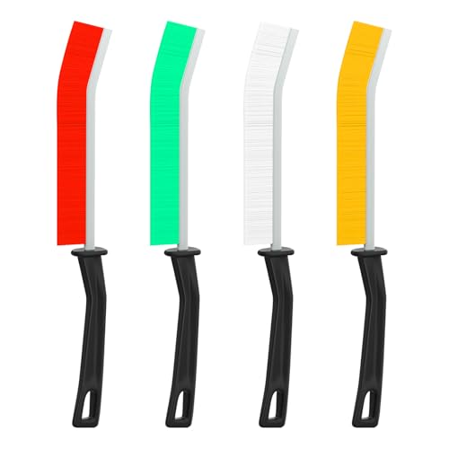 4 PCS Cleaning Gap Brush Set Narrow Crevice Scrub Brush with Stiff Bristles Handle Detail Cleaning Brushes for Home,White,Yellow,Red,Green - color: White,yellow,red,green