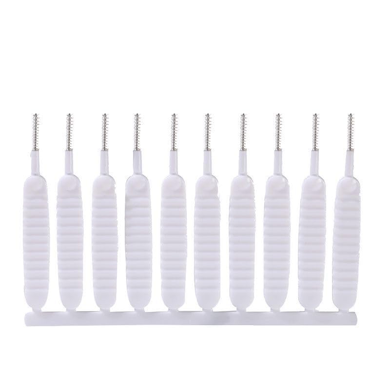 10PCS Shower Cleaning Brush Set with Fine Bristles Handle, Household Scrubber Tool for Bathroom Use (White)