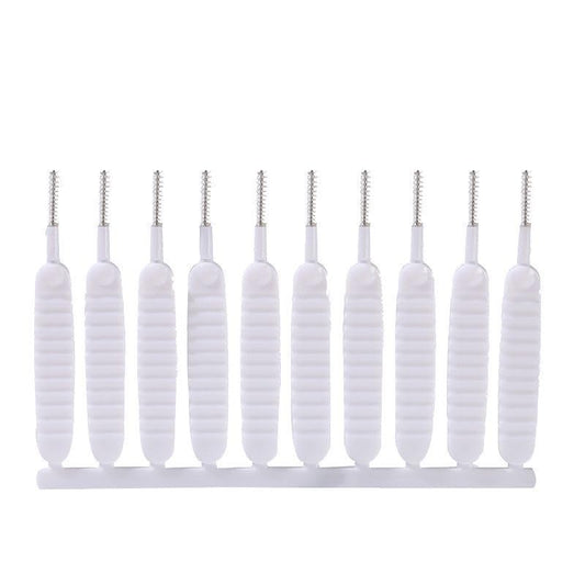 10PCS Shower Cleaning Brush Set with Fine Bristles Handle, Household Scrubber Tool for Bathroom Use (White)