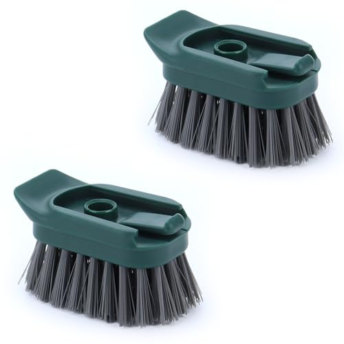DAPOWER Dish Brush Refill Head, Replaceable Nylon Bristles Brush Heads - 2 Pack (Dark Green) - color: Dark Green
