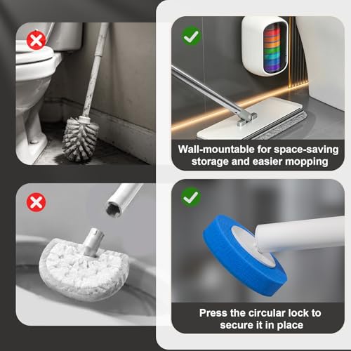 MOPUP Disposable Toilet Brush, Toilet Bowl Cleaner with 35 Pre-Loaded Refills, Wall Mounted Toilet Brush and Holder Set with Storage Caddy for Deep Hygienic Bathroom Cleaning