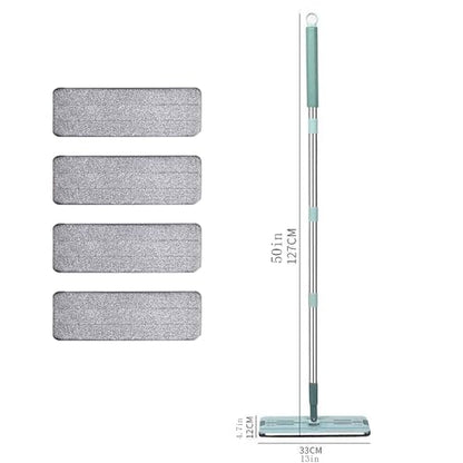 Dust Mop，Flat Mop with 4 Pads, Sponge mops for Floor Cleaning,Hardwood,Tile,Marble,Wall Surface