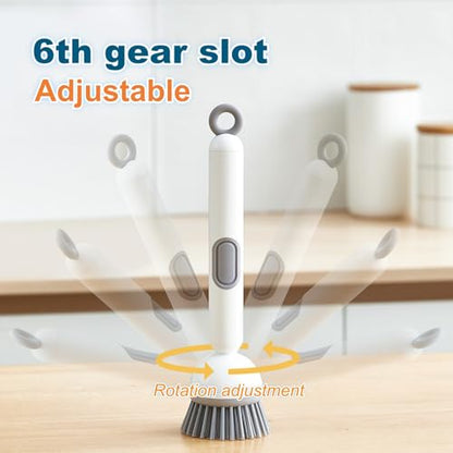 ANIS·KEBBR 2Pcs 360° Rotating Soap Dispensing Dish Brush Refillable for Kitchen Bathroom Cleaning 6x27cm